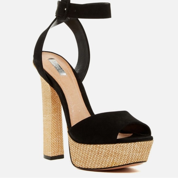 Chic Black and Tan Platform Heels - Picture 1 of 11